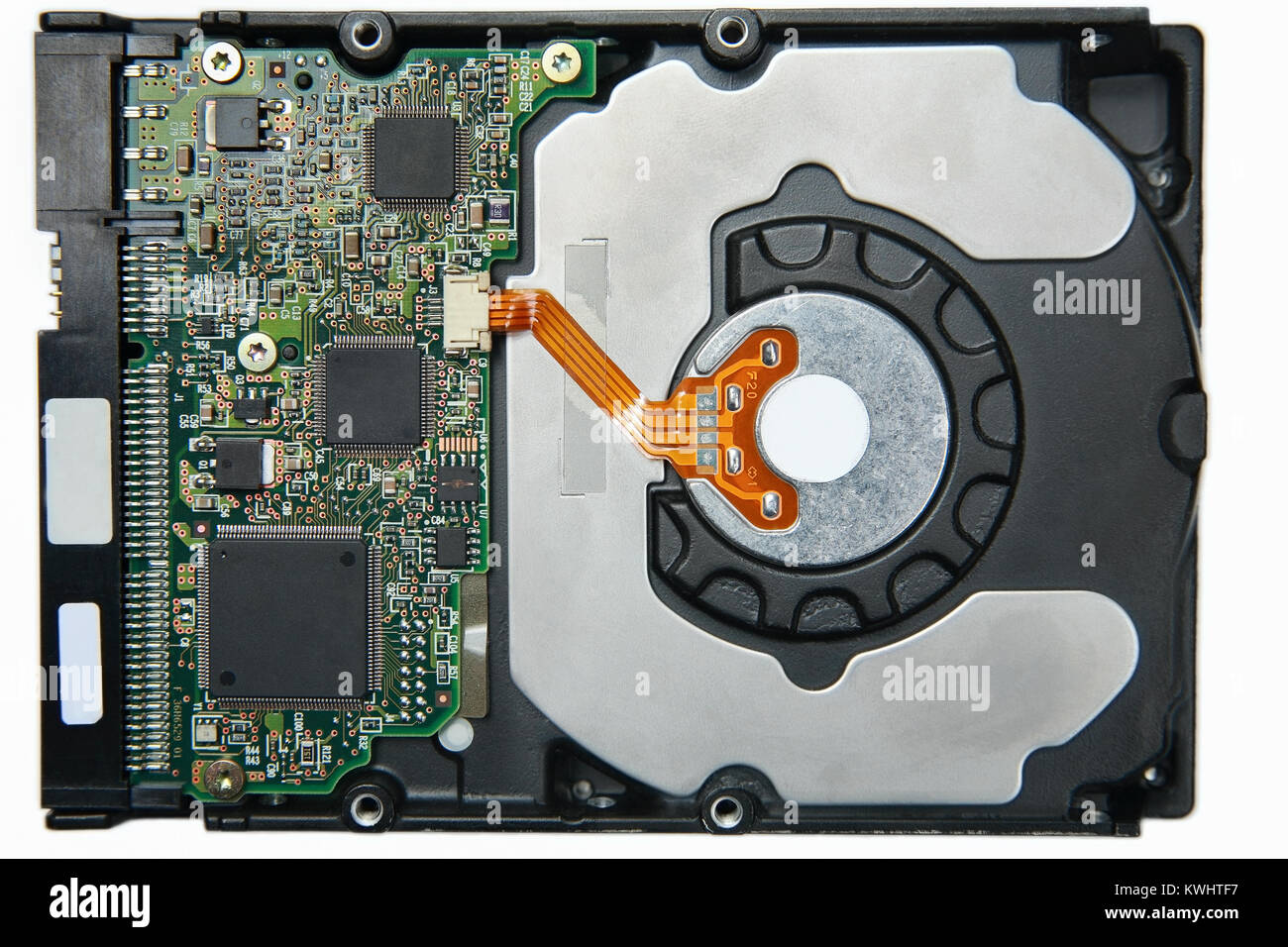 HDD, Hard drive su sfondo bianco, primo piano Foto Stock
