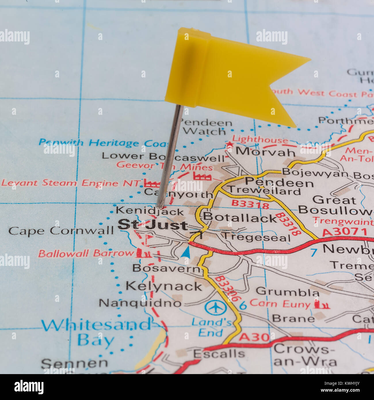 Mappa di Cornovaglia Foto Stock