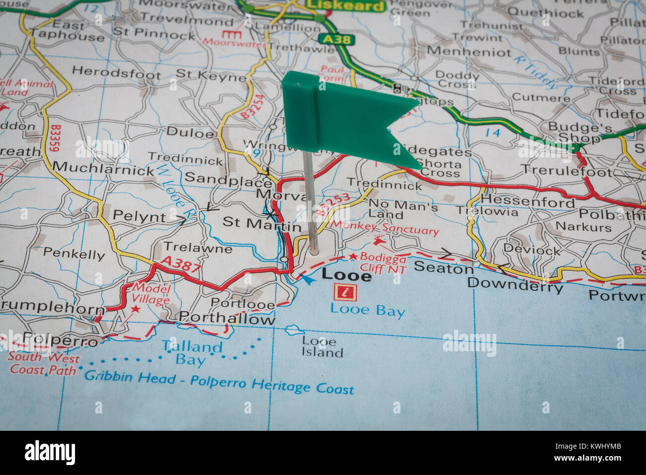 Mappa di Cornovaglia Foto Stock