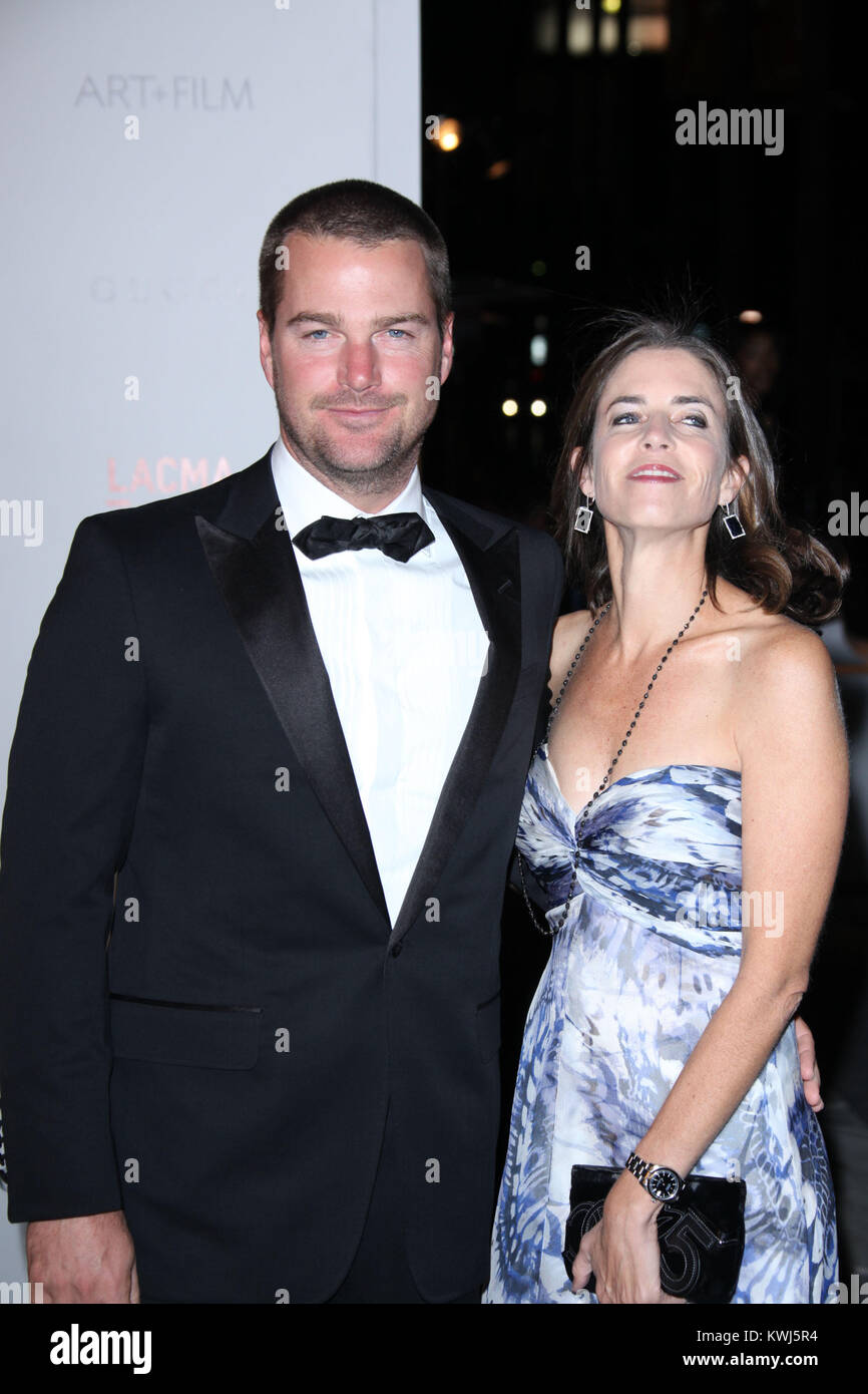 LOS ANGELES, CA - novembre 05: Chris O'Donnell Caroline Fentress assiste LACMA l arte della pellicola e di Gala in onore di Clint Eastwood e John Baldessari presentata da Gucci a LACMA il 5 novembre 2011 a Los Angeles, California. Persone: Chris O'Donnell Caroline Fentress Foto Stock