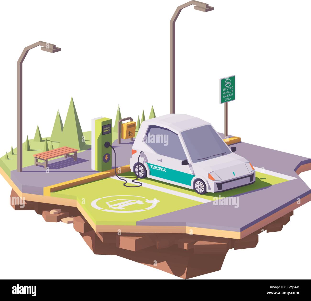 Vettore low poli auto elettrica Illustrazione Vettoriale