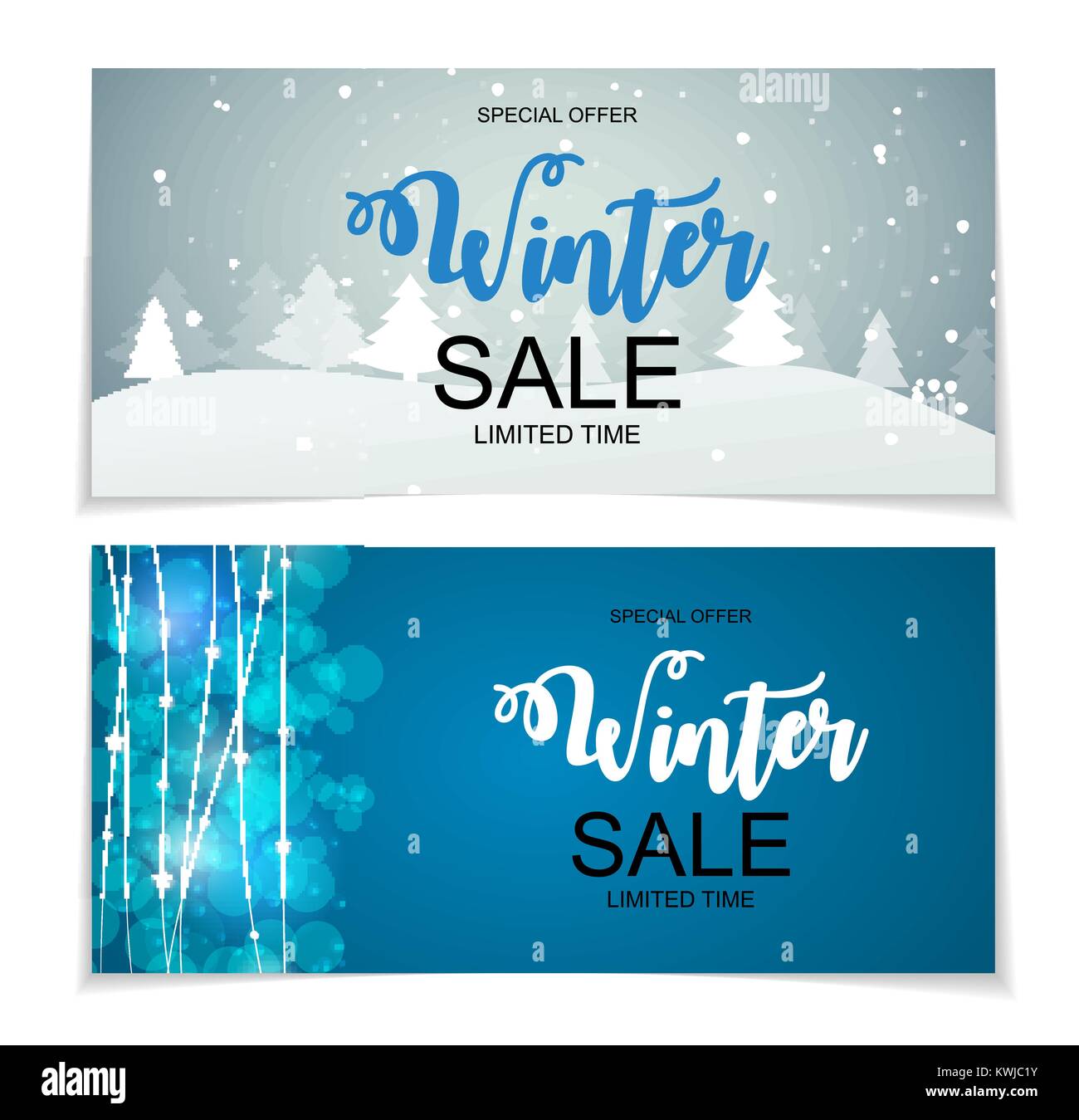 Inverno sfondo vendita Offerte speciali Banner Sfondo per affari e della pubblicità. Illustrazione Vettoriale. Illustrazione Vettoriale