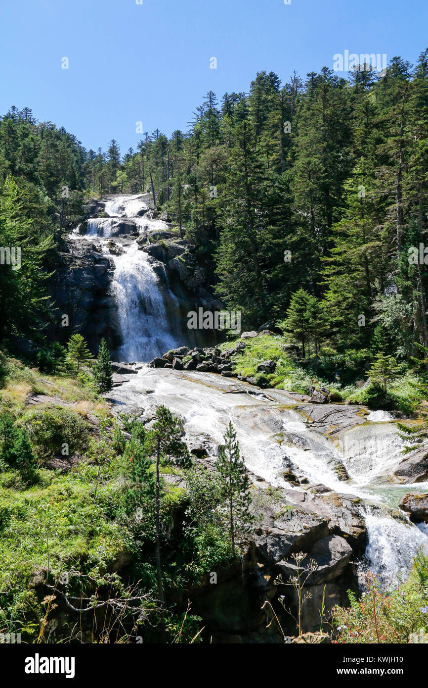 Cascate vicino a Pont d'Espagne, Cauterets, Parco Nazionale dei Pirenei, Francia Foto Stock
