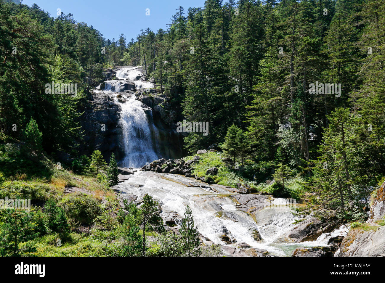 Cascate vicino a Pont d'Espagne, Cauterets, Parco Nazionale dei Pirenei, Francia Foto Stock