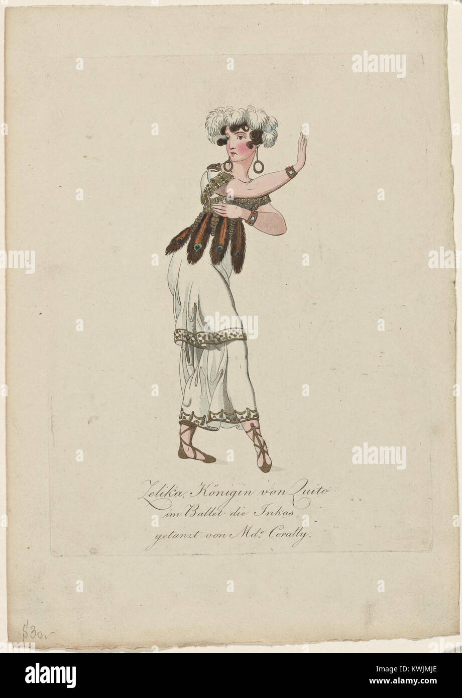 Zelika, Königin von Quito im Ballet die Inkas, getanzt von mde. Corally (NYPL b12147183-5095406) Foto Stock