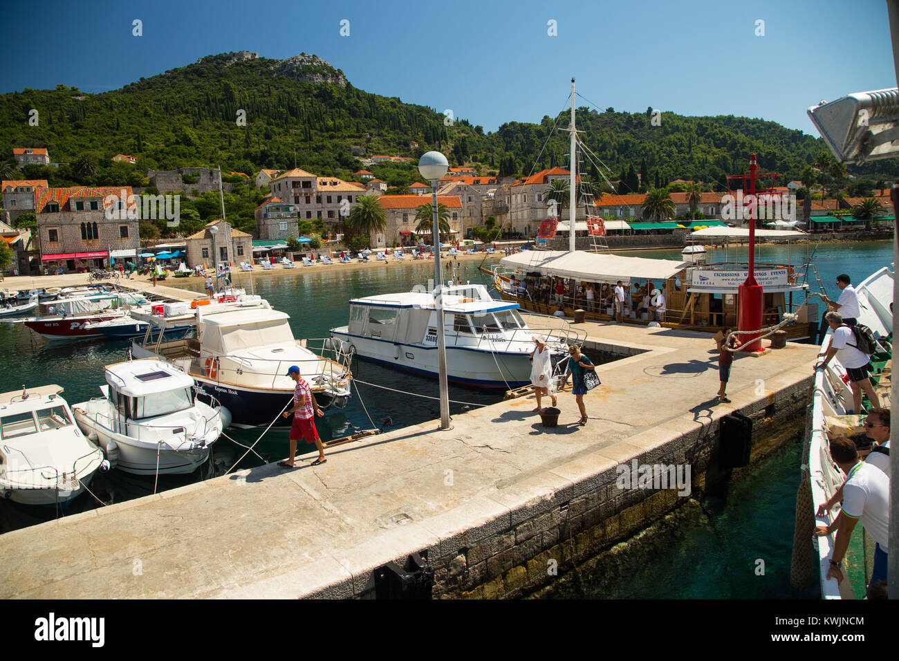 Isola di Lopud, Dubrovnik Elafiti, Anchorage, Croazia Foto Stock