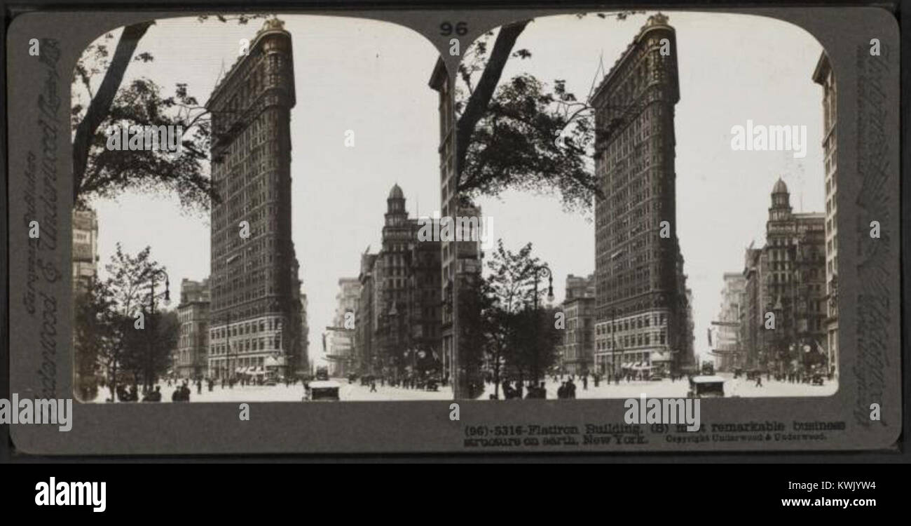 "" Flatiron Building, la maggior parte notevole struttura aziendale sulla terra di New York da Robert N. Dennis raccolta di vista stereoscopica Foto Stock