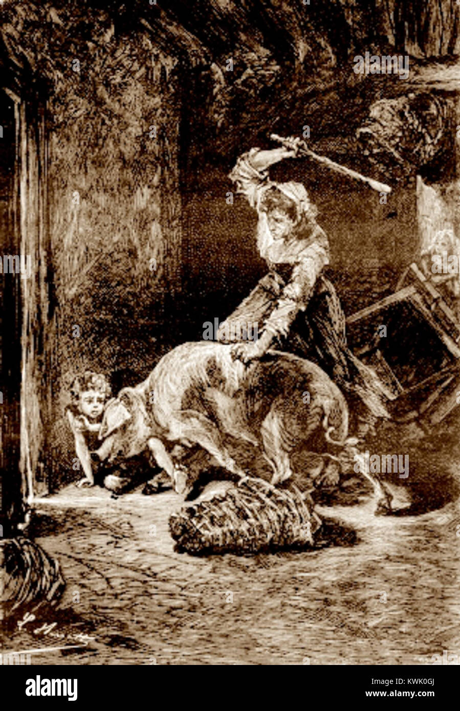 «Foundling Mick» è un'opera illustrata di Léon Benett, che mostra scene legate a una storia orfana o di un bambino come mostrato dall'artista. Foto Stock