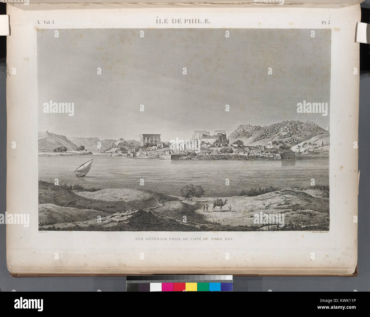 Île de Philae. Vue générale prise du Côte du nord est (NYPL b14212718-1267832) Foto Stock