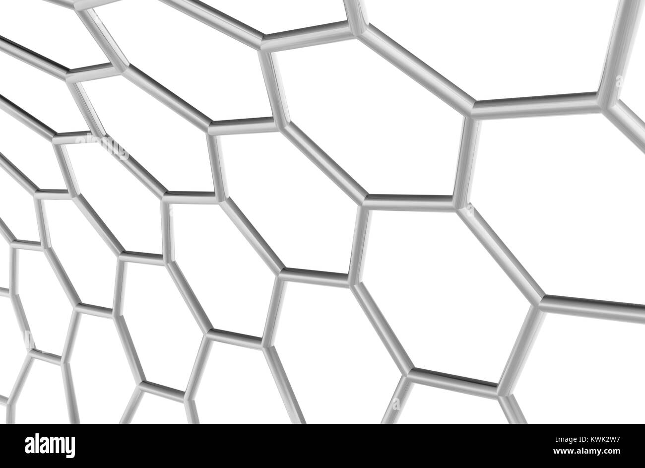 Esagonale struttura molecolare, lattice isolati su sfondo bianco, 3d illustrazione Foto Stock