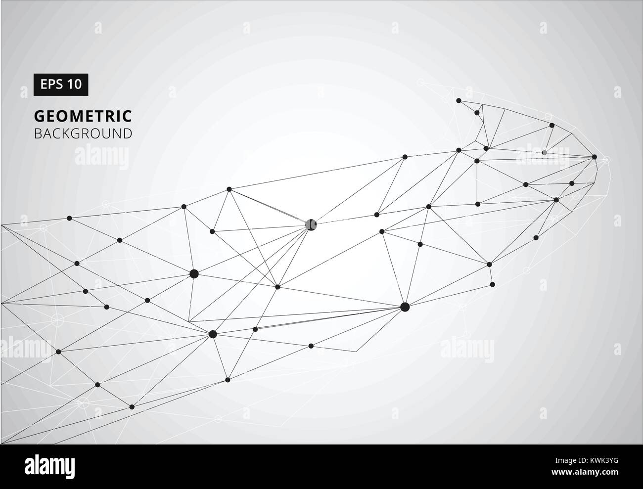 Bianco e nero Grafica geometrica dello sfondo. Sfondo in prospettiva. Digital per la visualizzazione di dati. Cibernetico scientifica illustrazione vettoriale Illustrazione Vettoriale