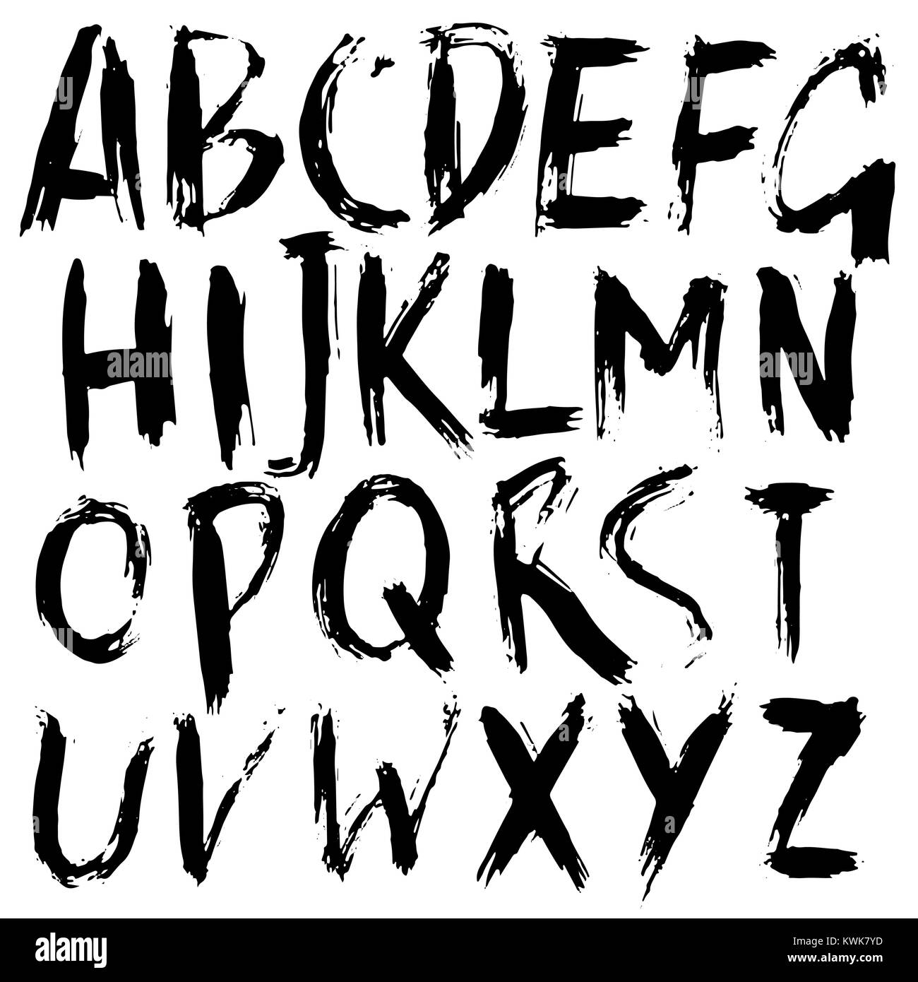 Handdrawn pennello asciutto font. Spazzola moderno lettering. Stile grunge alfabeto. Illustrazione Vettoriale. Illustrazione Vettoriale