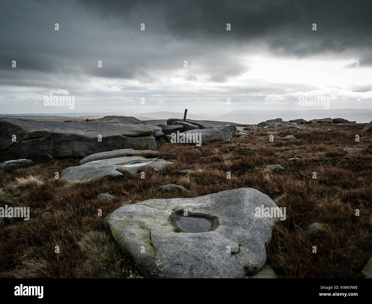 Vista dalla cima del Ward della pietra, foresta di Bowland, Lancashire, Inghilterra, Regno Unito Foto Stock