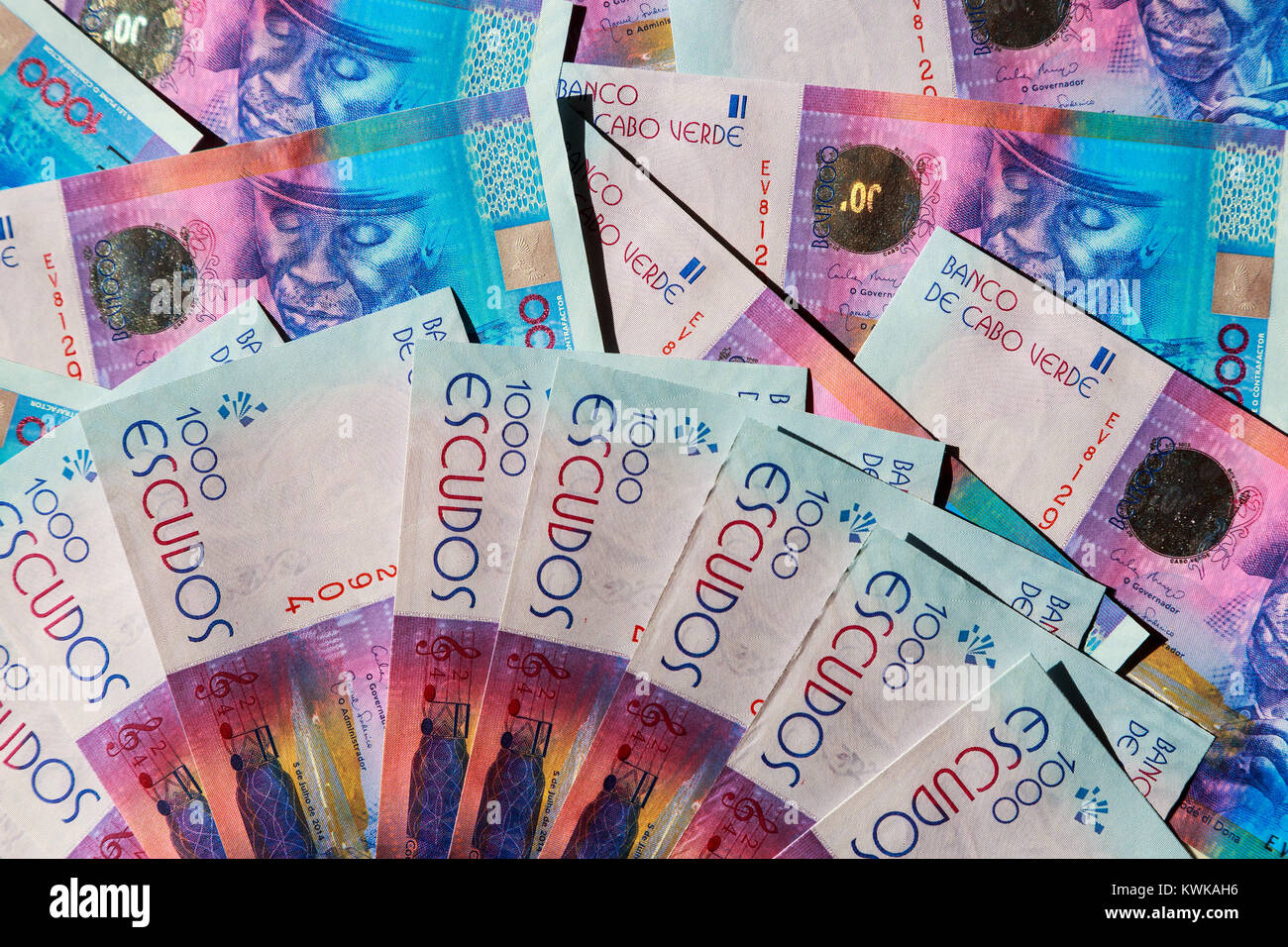 1000 Escudos note dalla banca di Capo Verde, Banco de Cabo Verde, Africa Foto Stock