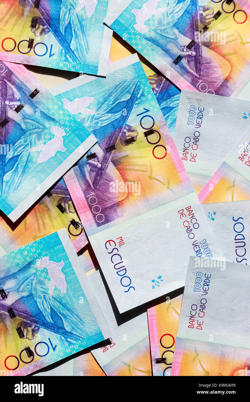 1000 Escudos banconote dal Banco de Cabo, Banca di Capo Verde Capo Verde Foto Stock