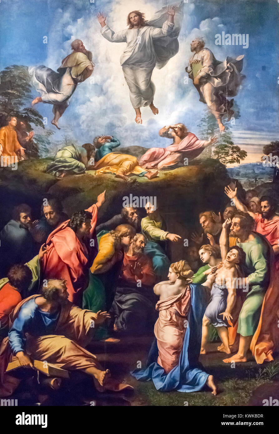 La trasfigurazione di Cristo di Raffaello (Raffaello Sanzio da Urbino, 1483-1520), olio su pannello, c.1518-20 Foto Stock