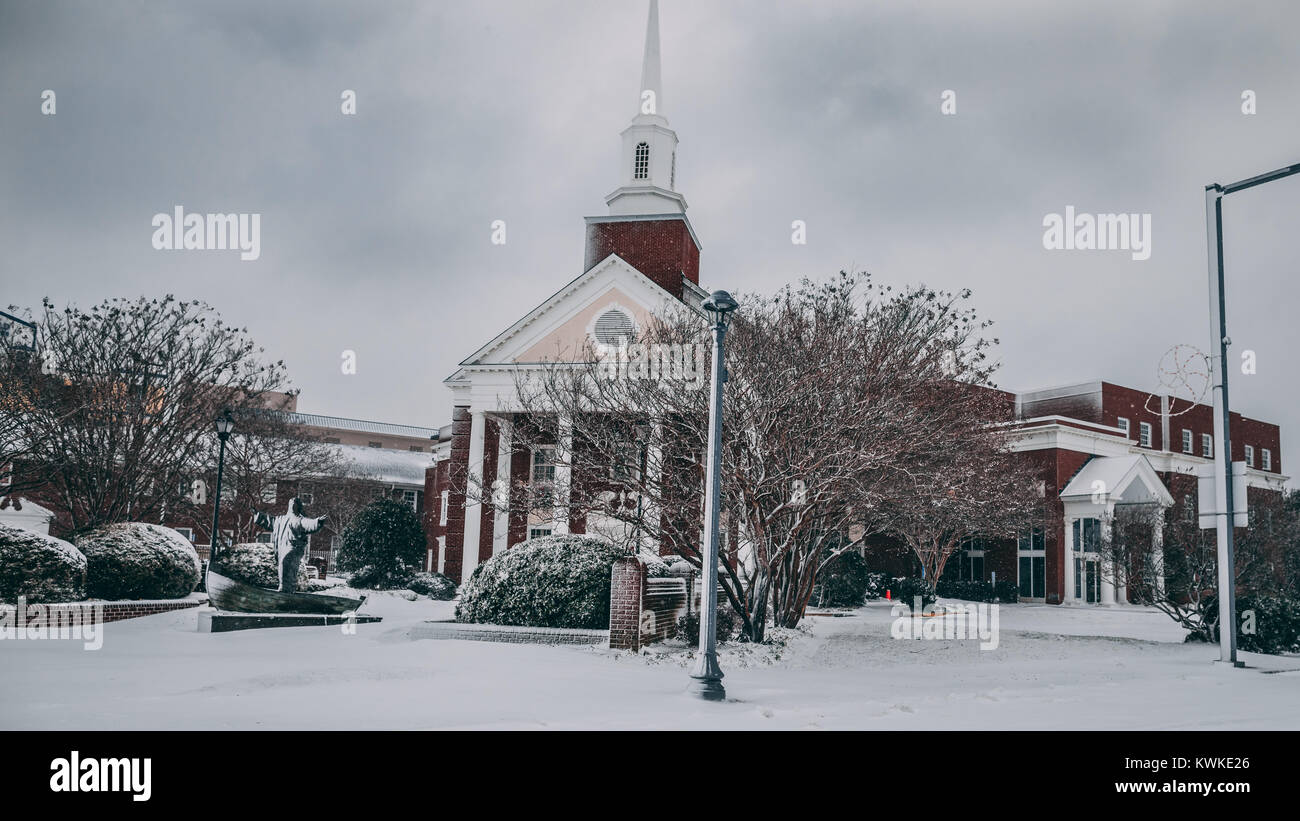 Coperta di neve Virginia Beach Regno chiesa metodista Foto Stock