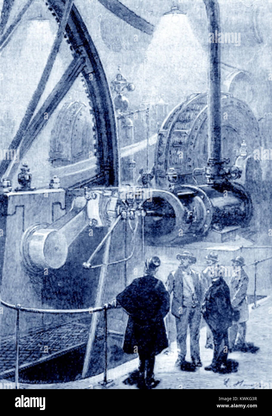 Un'illustrazione di Léon Benett per l'opera immaginaria Propeller Island associata a Jules Verne. Foto Stock