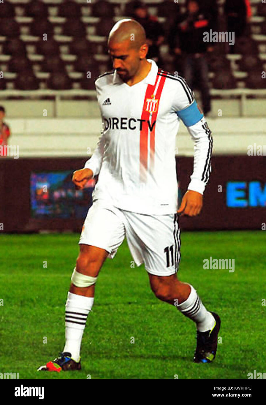Juan Sebastián Verón, calciatore argentino e leader della squadra dell'Estudiantes de la Plata, è mostrato in un record del 2013 relativo alla sua carriera sportiva e leadership nel calcio argentino. Foto Stock