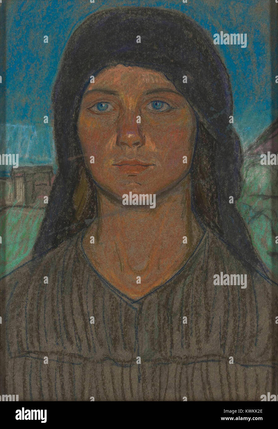 Un dipinto intitolato Studium chłopki (“Studio di una donna contadina”) di Jan Rembowski, raffigurante una donna rurale in stile naturalistico, caratteristica dell'arte realista polacca alla fine del XIX secolo. Foto Stock