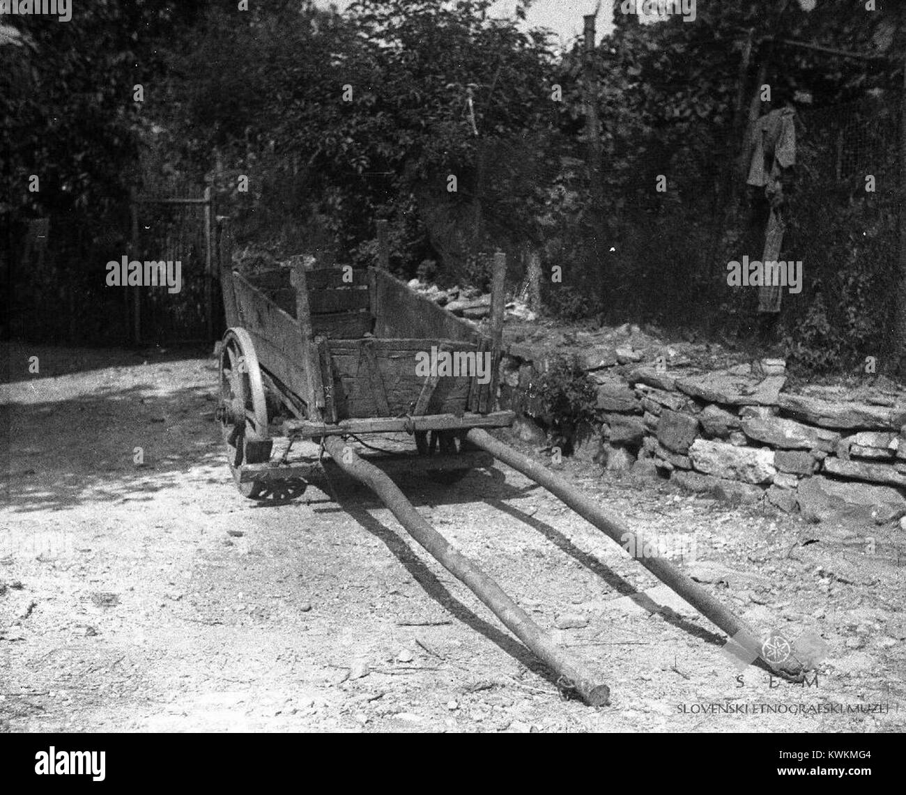 "Baroca" è un veicolo specializzato utilizzato per il trasporto di letame, frutta e altre merci a Vedrijan nel 1953. Foto Stock
