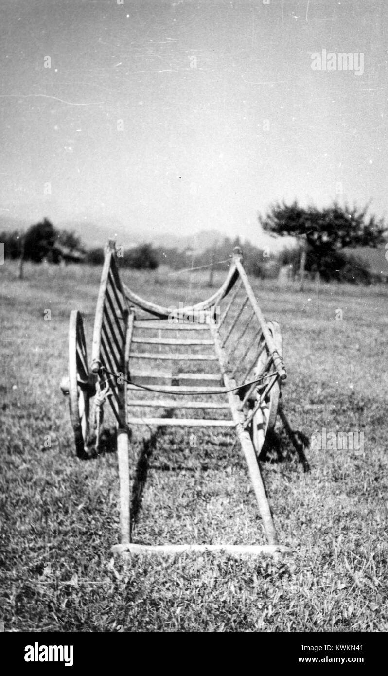 Il titolo fa riferimento a una tradizionale "croce lepre" realizzata in legno di betulla a Sentilj, Slovenia, nel 1951. Questo manufatto rappresenta l'artigianato locale sloveno e l'arte popolare, riflettendo il patrimonio culturale all'inizio del XX secolo. Foto Stock