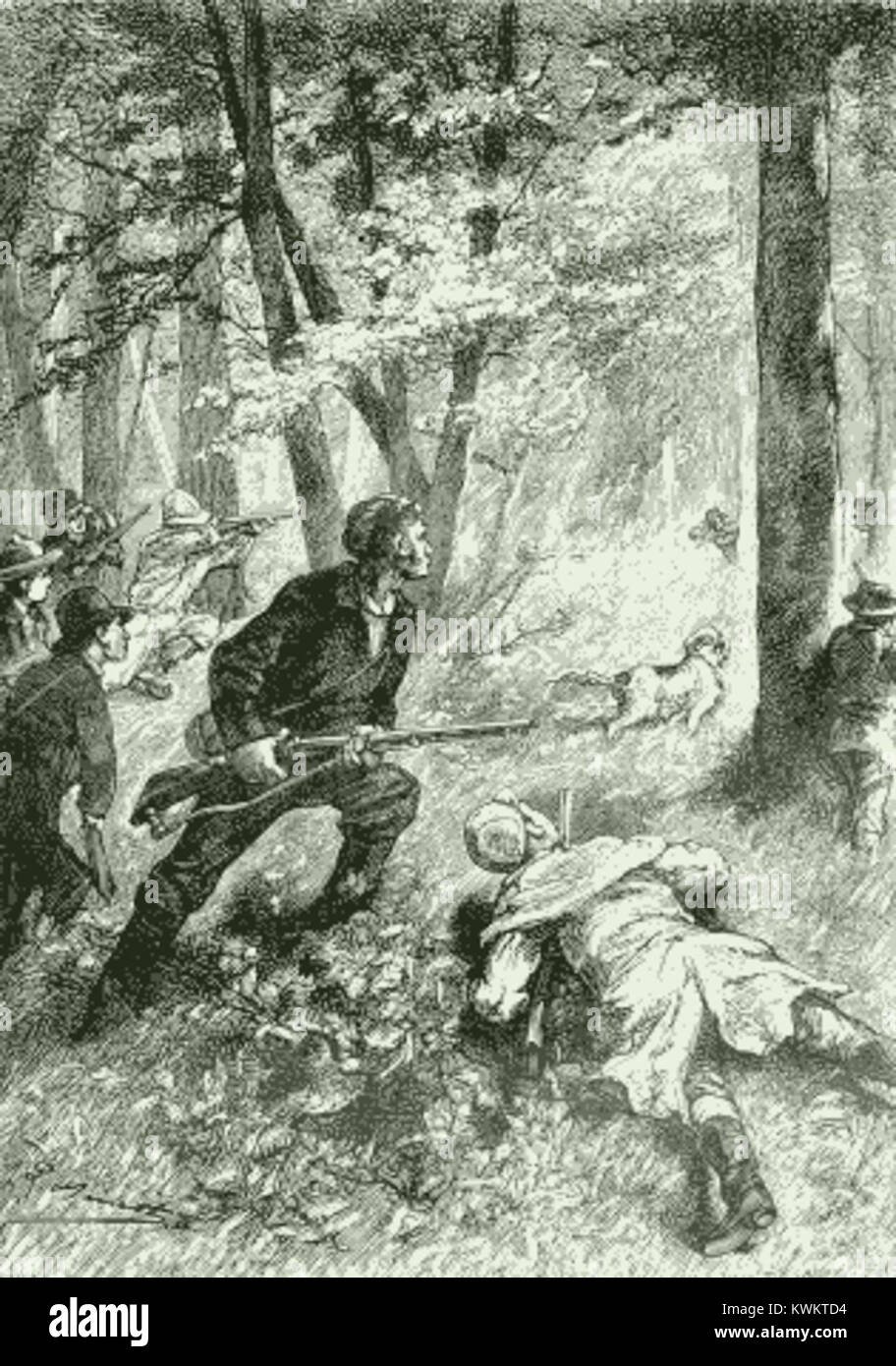 Il romanzo ''Two Years'' (in francese: ''Deux ans de Vacances'') di Jules Verne racconta come un gruppo di scolari della nuova Zelanda naufragano nel Pacifico meridionale e sopravvivono su un'isola deserta per due anni, illustrato nelle prime edizioni da Léon Benett. Foto Stock