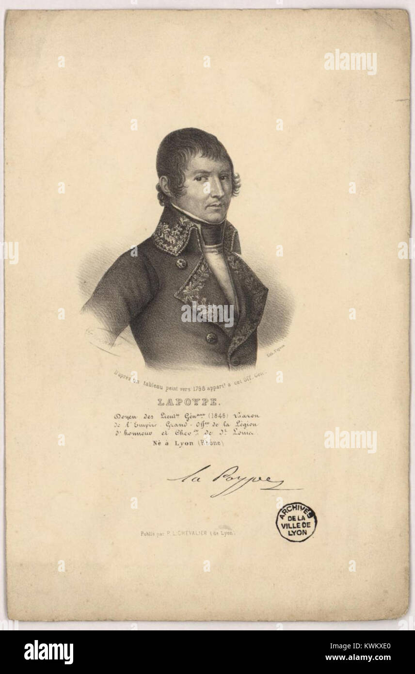 Jean Francois de la Poype (1758 – 1851) è stato un generale e politico francese attivo durante le guerre rivoluzionarie francesi e napoleoniche. Ha svolto ruoli militari e amministrativi chiave in Francia e all'estero. Foto Stock