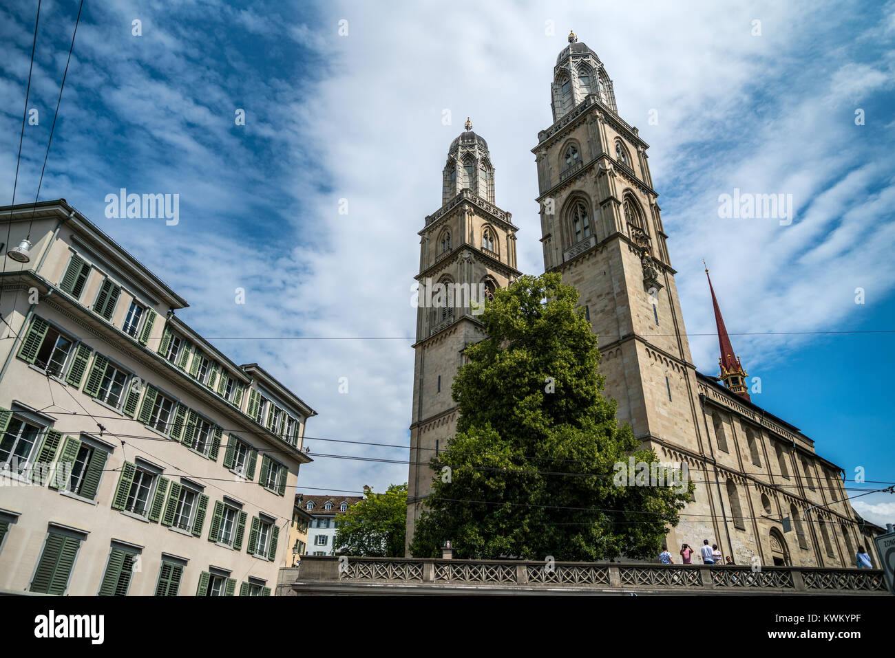 Grossmünster chiesa a Zurigo, Svizzera Foto Stock