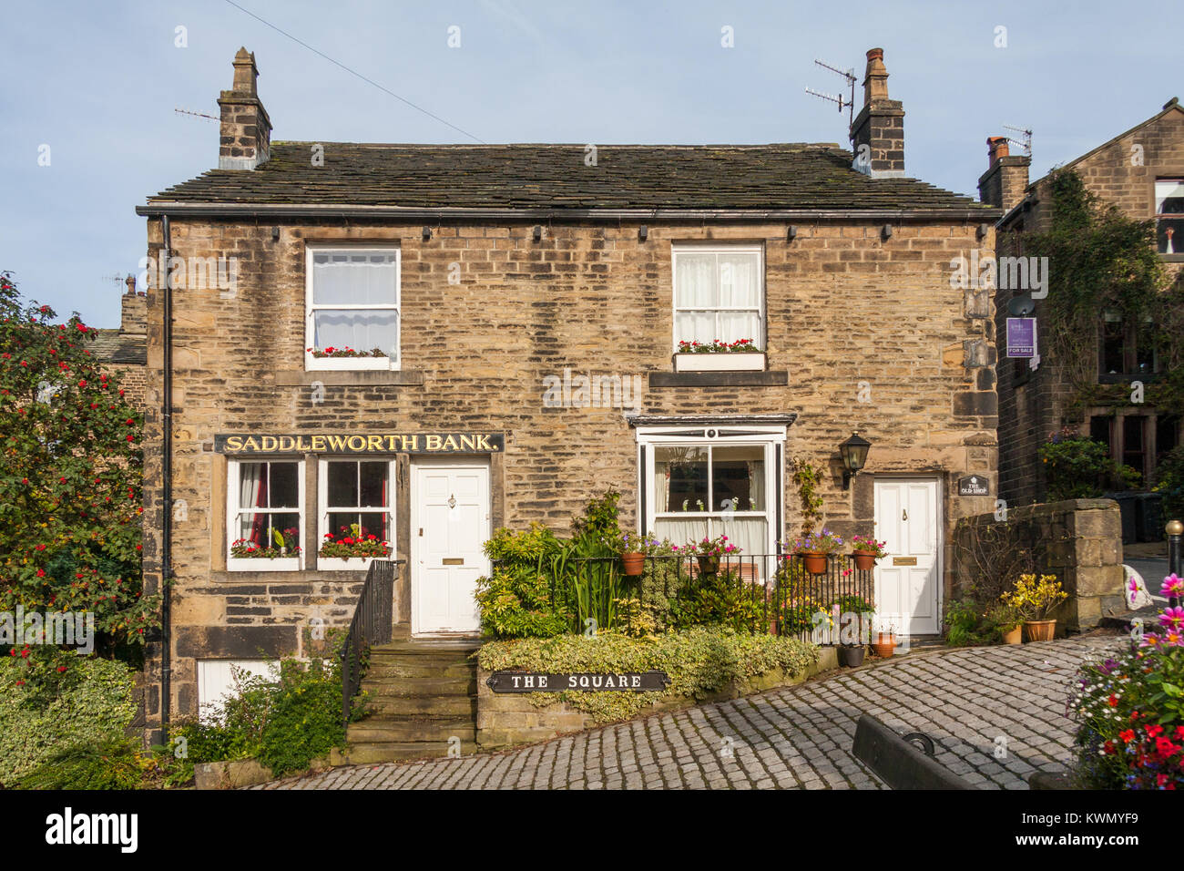 Casa a Saddleworth Bank, la piazza, Diggle, Oldham, England, Regno Unito Foto Stock