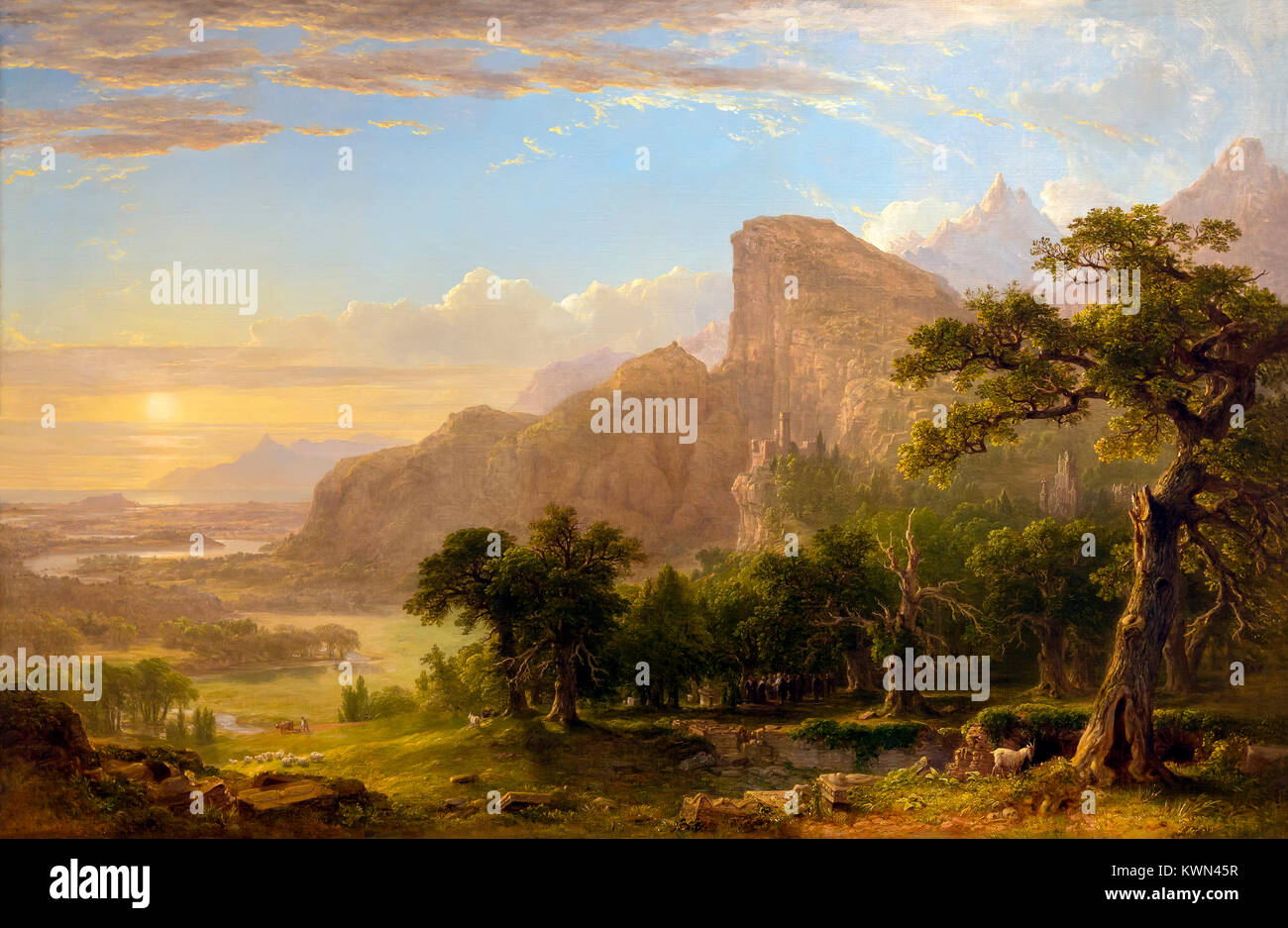 Paesaggio, scena da "Thanatopsis', Ascer B Durand, 1850, Metropolitan Museum of Art, Manhattan, New York City, Stati Uniti d'America, America del Nord Foto Stock