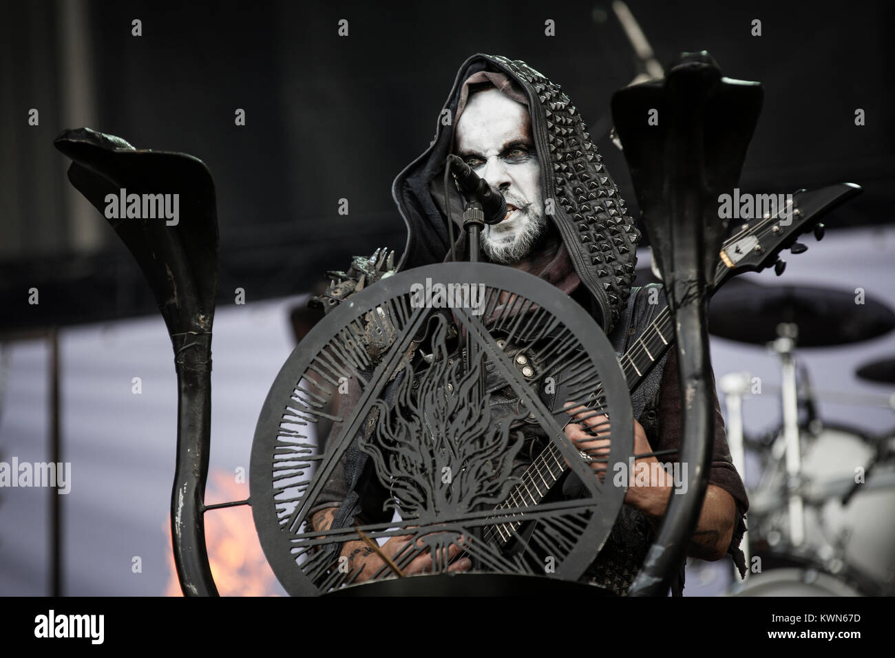 Il polacco della band death metal Behemoth esegue un concerto dal vivo presso il scandinavi heavy metal festival Copenhell 2014 a Copenaghen. Qui la band di frontman Adam "Nergal" Darski è raffigurato dal vivo sul palco. Danimarca 13/06 2014. Foto Stock