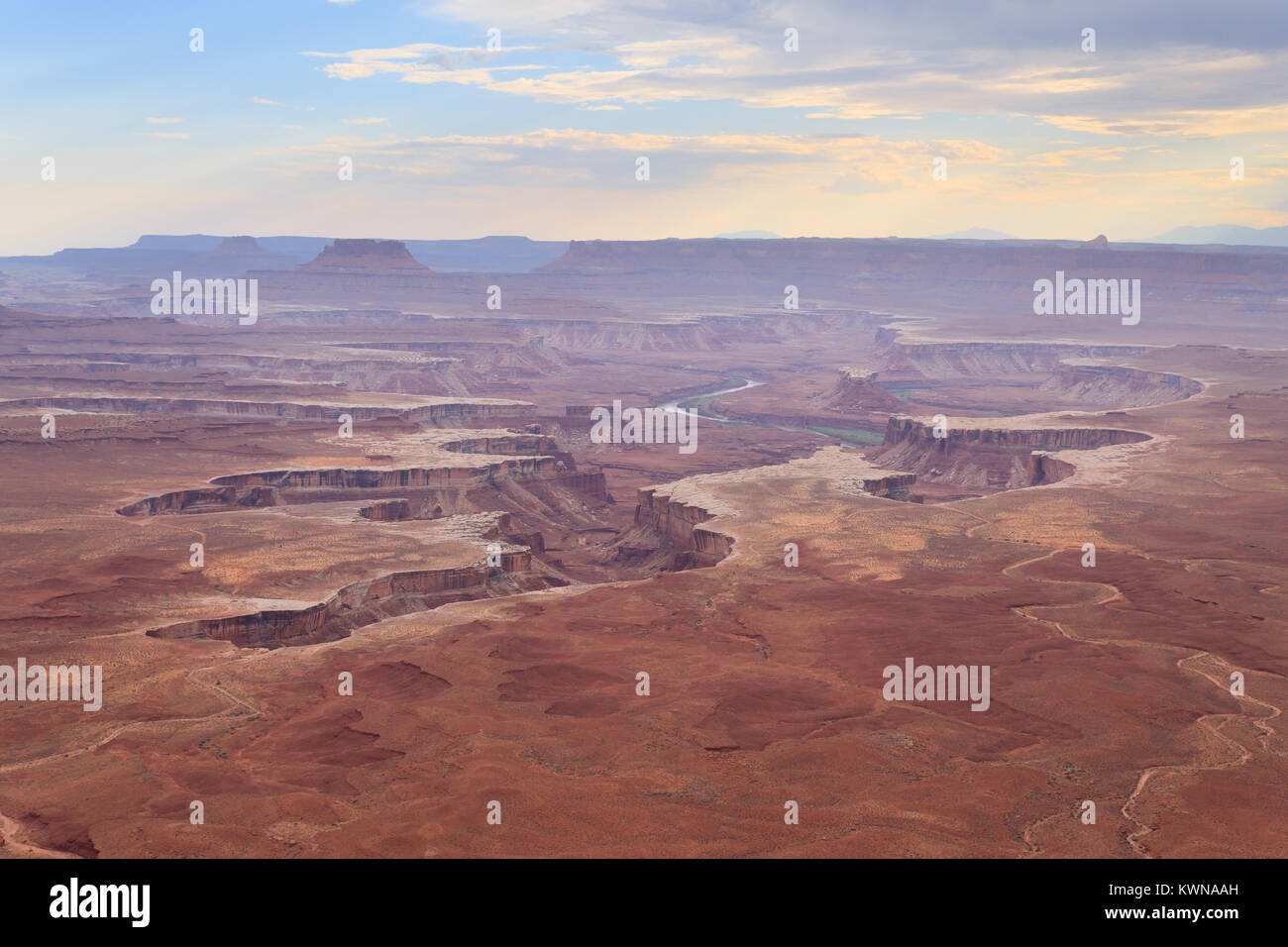 Green River si affacciano dal Parco Nazionale di Canyonlands, STATI UNITI D'AMERICA. Formazioni geologiche. Foto Stock