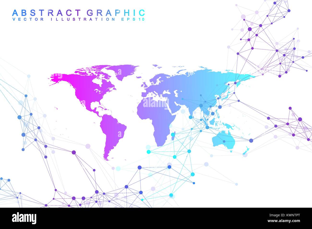 Mondo politico Mappa con tecnologia globale concetto di networking. Digital per la visualizzazione di dati. Plesso linee. Dati di grande comunicazione in background. Scientifica illustrazione vettoriale Illustrazione Vettoriale
