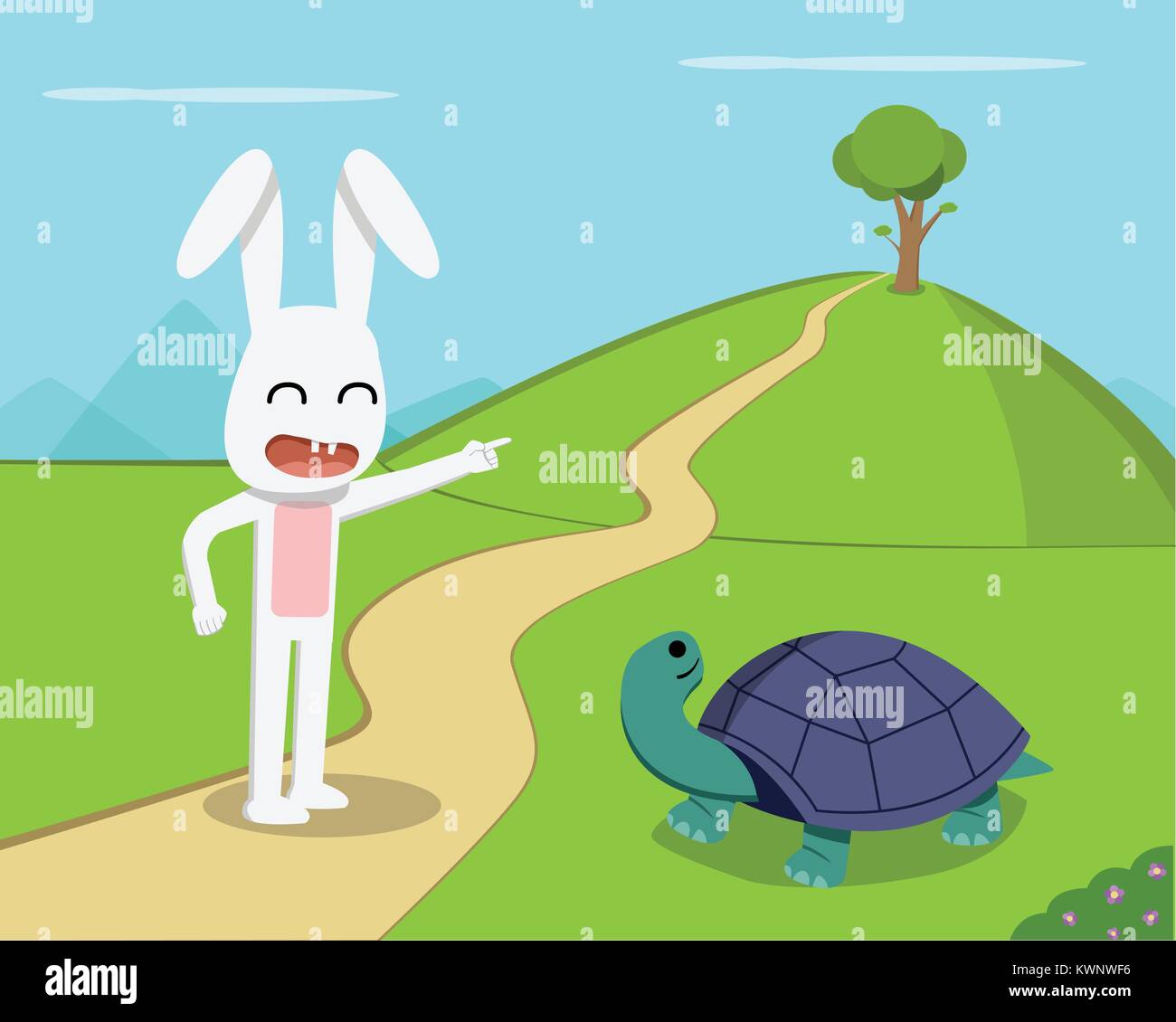 Coniglio tartaruga invitano alla concorrenza, design vettoriali Illustrazione Vettoriale