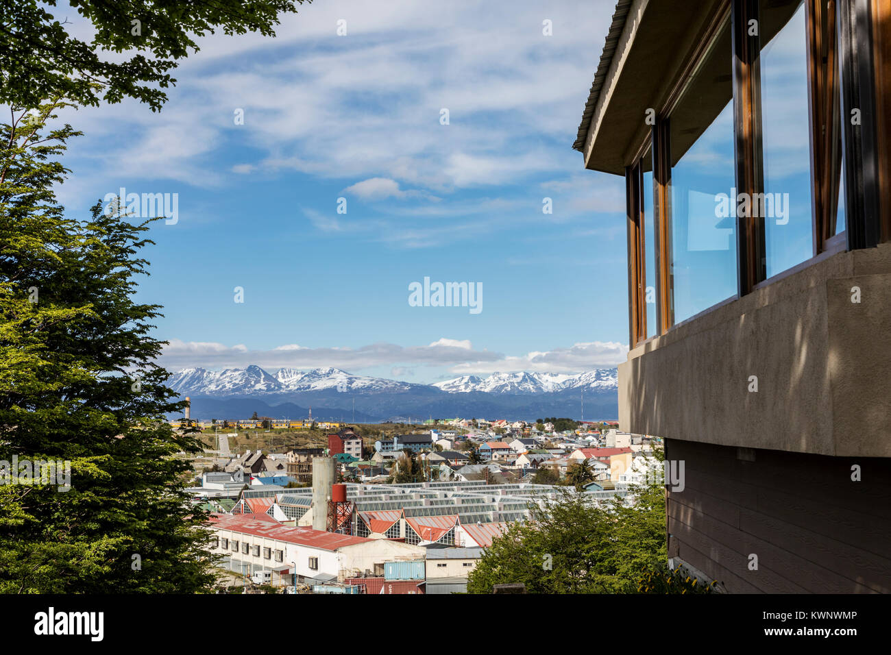 Vista di Ushuaia da Hotel Las Lengas; Ushuaia, Argentina Foto Stock