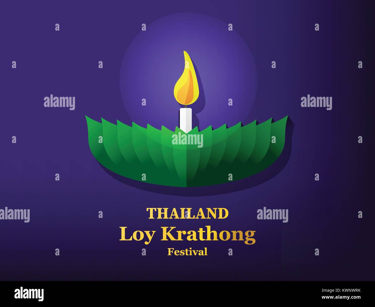 Loy Krathong festival card in vector art design Illustrazione Vettoriale