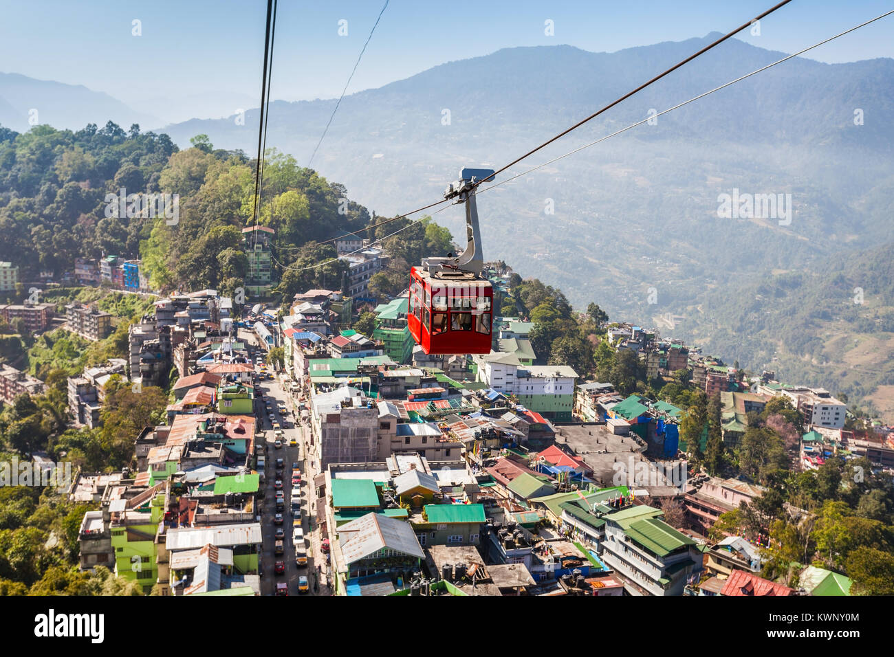 Gangtok funivia in Gangtok città nello stato indiano del Sikkim, India Foto Stock