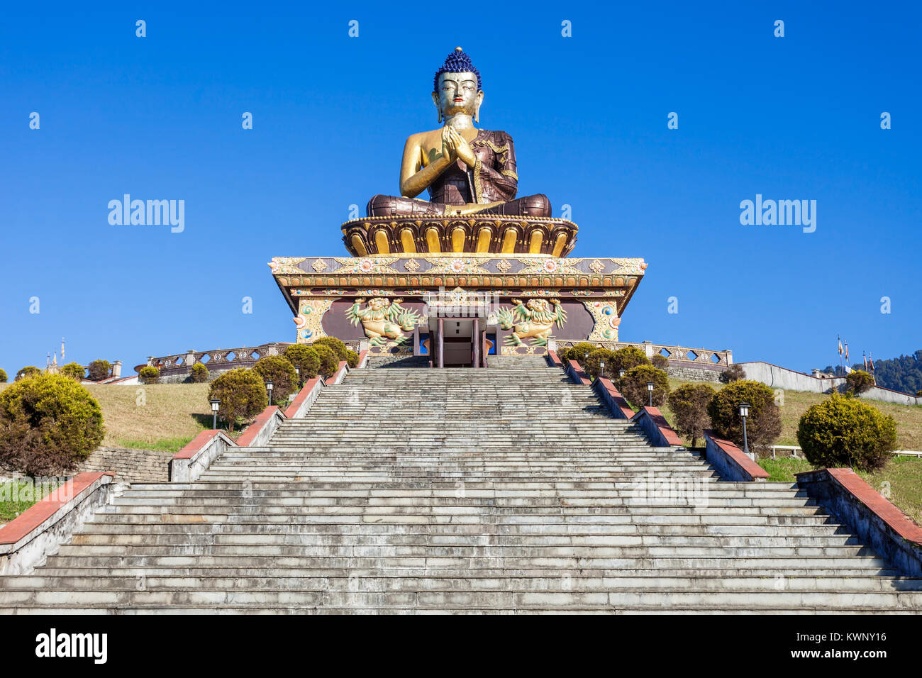 Buddha Park è un complesso buddista situato in Ravangla in Sud Il Sikkim, India Foto Stock