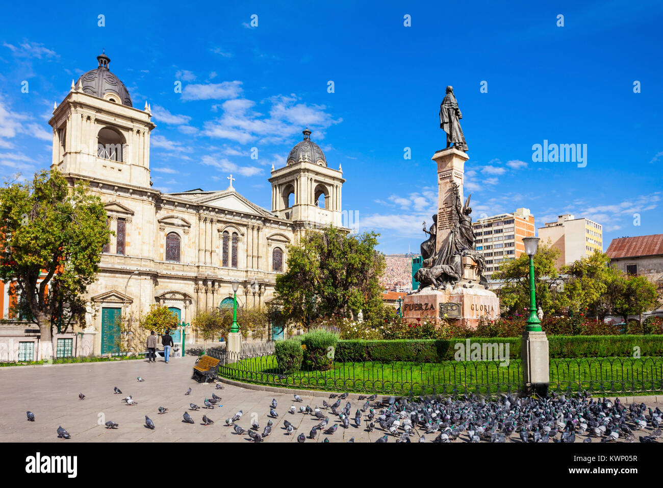 La Cattedrale Metropolitan si trova su Plaza Murillo Square, la città di La Paz, Bolivia Foto Stock
