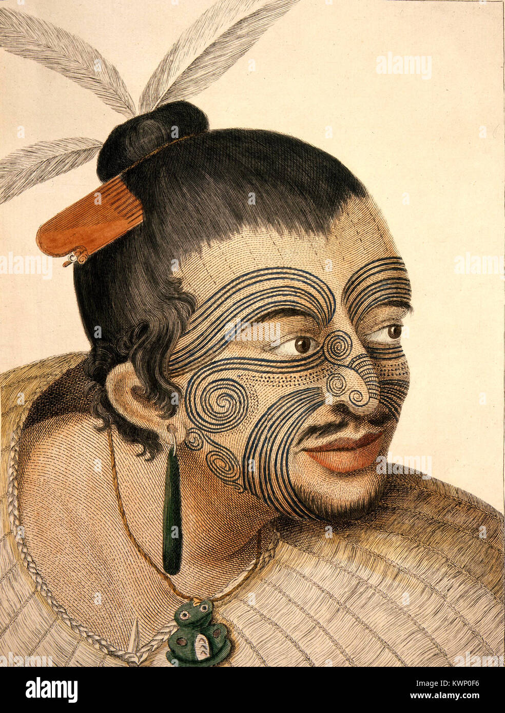 Capo Māori con tatuaggi Foto Stock