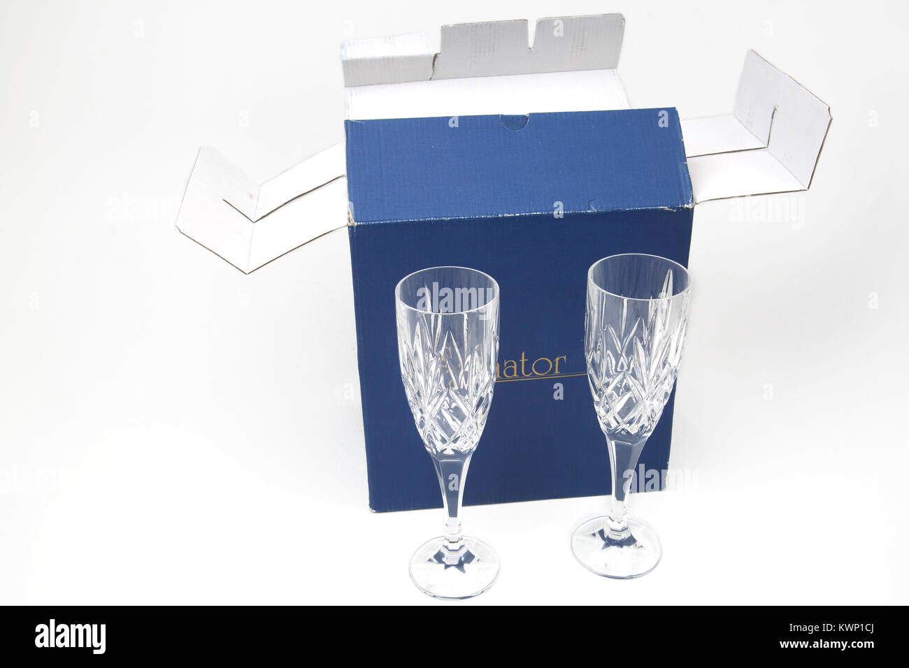 Crystal Champagne flauti Foto Stock