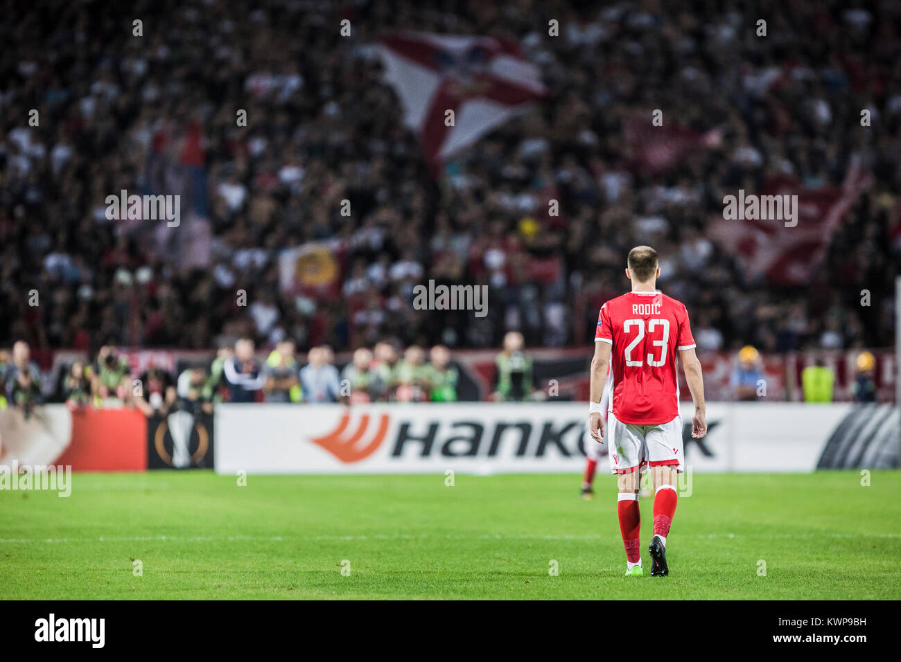 14 settembre 2017, Red Star Stadium, Belgrado, Serbia; UEFA Europa League Group stage, Stella Rossa Belgrado contro BATE; Defender Rodic Milano Foto Stock