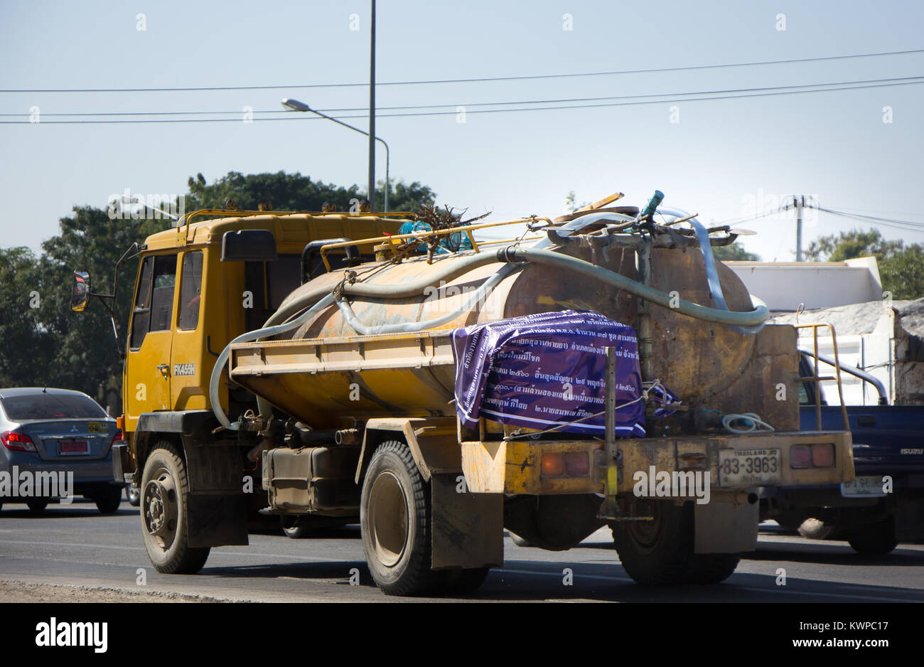 CHIANG MAI, Thailandia - 24 dicembre 2017: Privato del serbatoio acque nere carrello. Foto di road no.121 circa 8 km dal centro cittadino di Chiangmai, Thailandia. Foto Stock