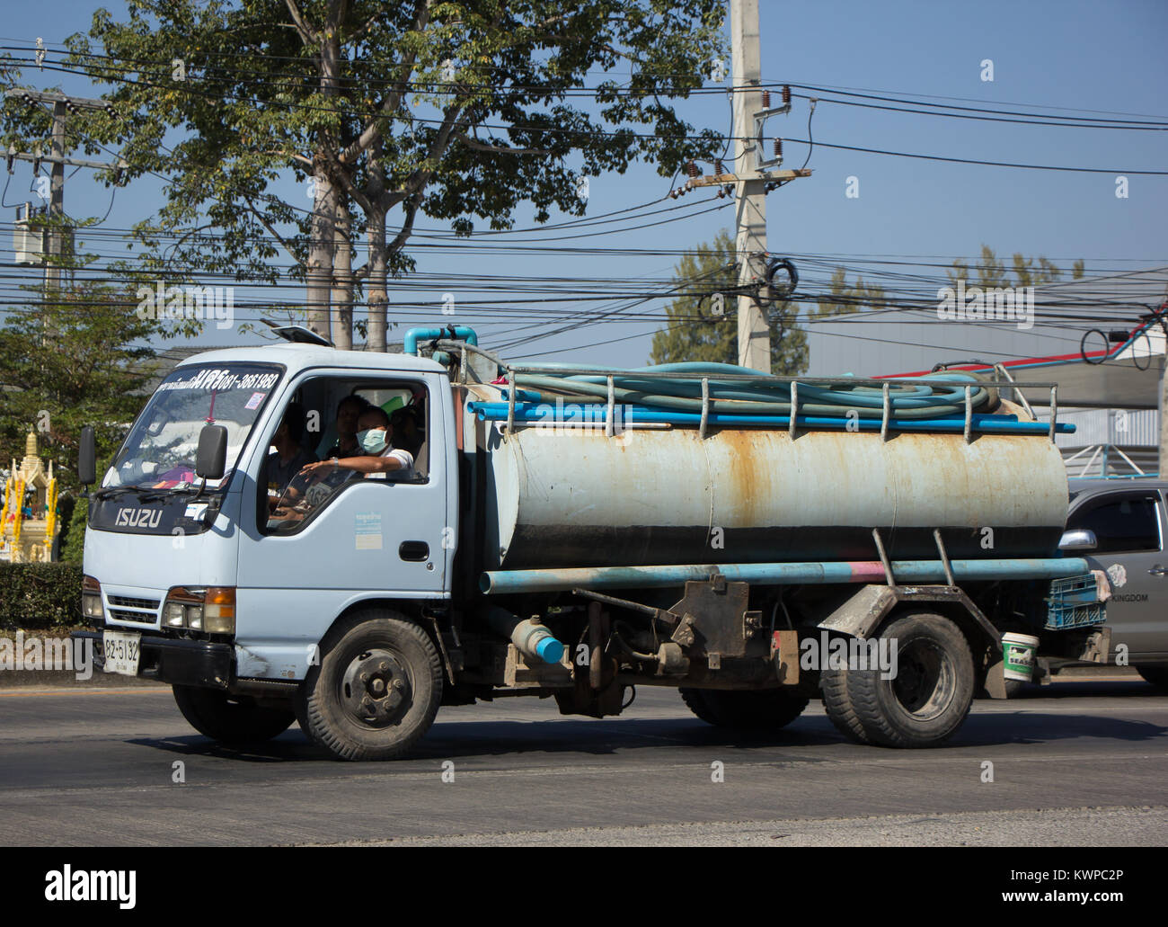 CHIANG MAI, Thailandia - 24 dicembre 2017: Privato del serbatoio acque nere carrello. Foto di road no.121 circa 8 km dal centro cittadino di Chiangmai, Thailandia. Foto Stock