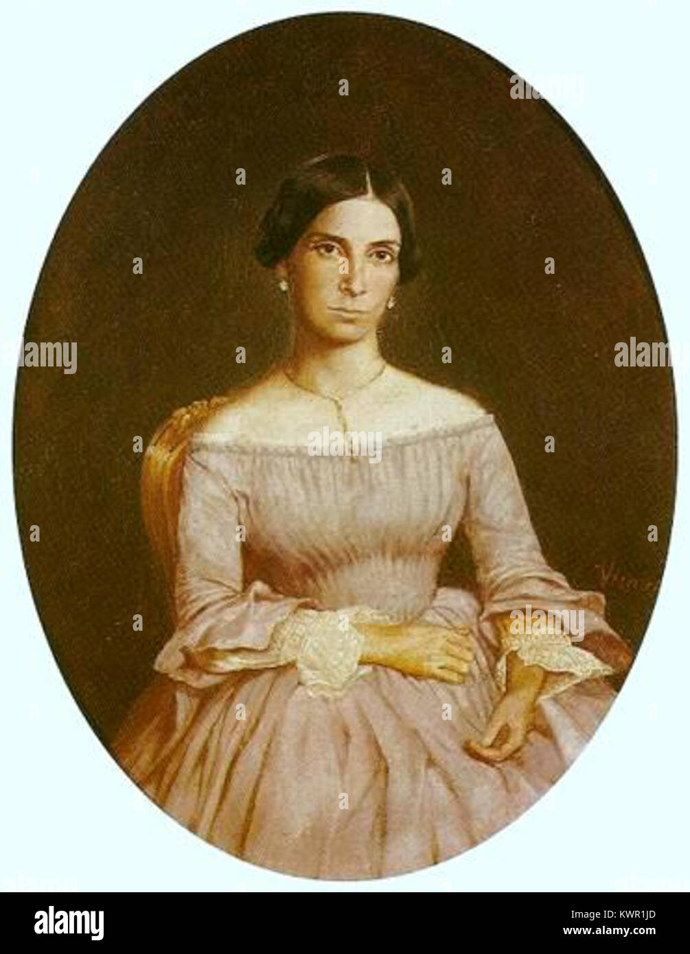 Un ritratto di Édouard Viénot raffigurante una donna, che mostra la raffinata tecnica dell'artista e lo stile ritrattista francese del XIX secolo caratterizzato da realismo e rappresentazione dettagliata. Foto Stock