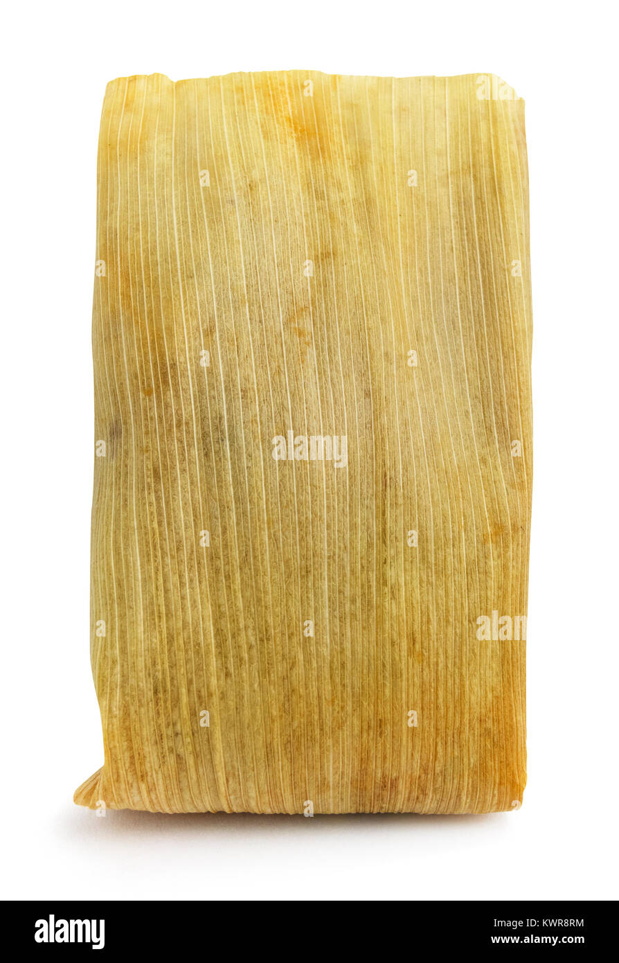 Mais isolato Tamale su uno sfondo bianco. Foto Stock