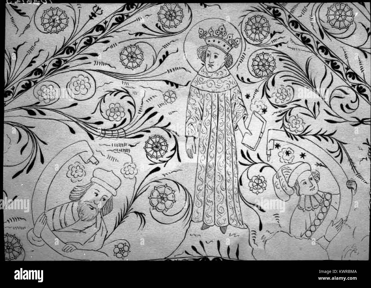 Överselö kyrka su Selaön in Svezia è una chiesa luterana medievale riconosciuta per le sue origini romaniche, la scultura medievale in legno della Madonna e le nuove fasi di decorazione degli affreschi nel XV e XVII secolo. Foto Stock