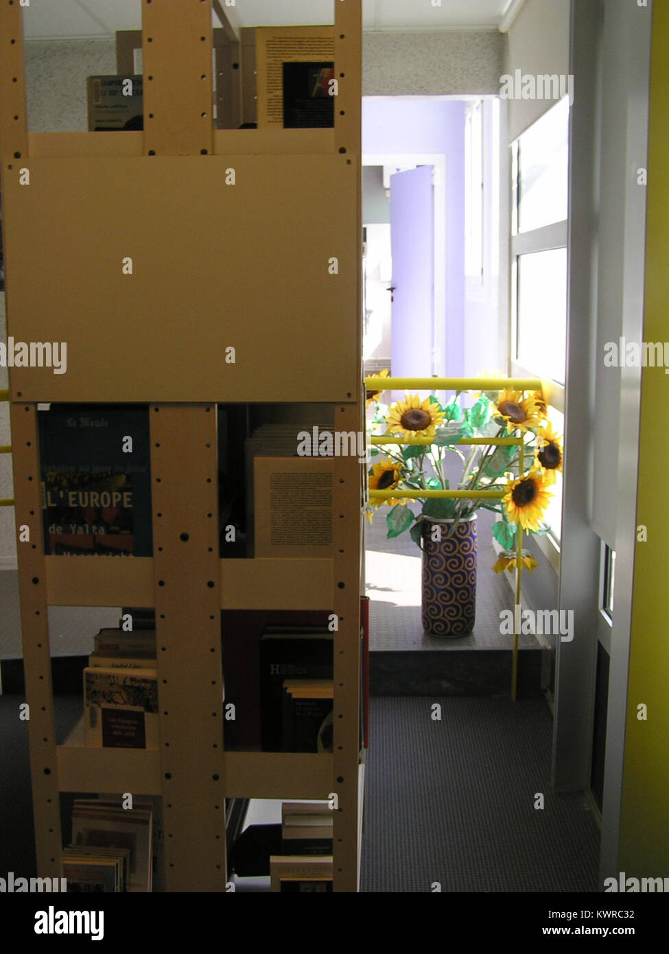 Fotografia della biblioteca di formazione degli insegnanti della IUFM di Brest, Francia, che mostra librerie organizzate piene di materiale didattico e risorse accademiche. Foto Stock