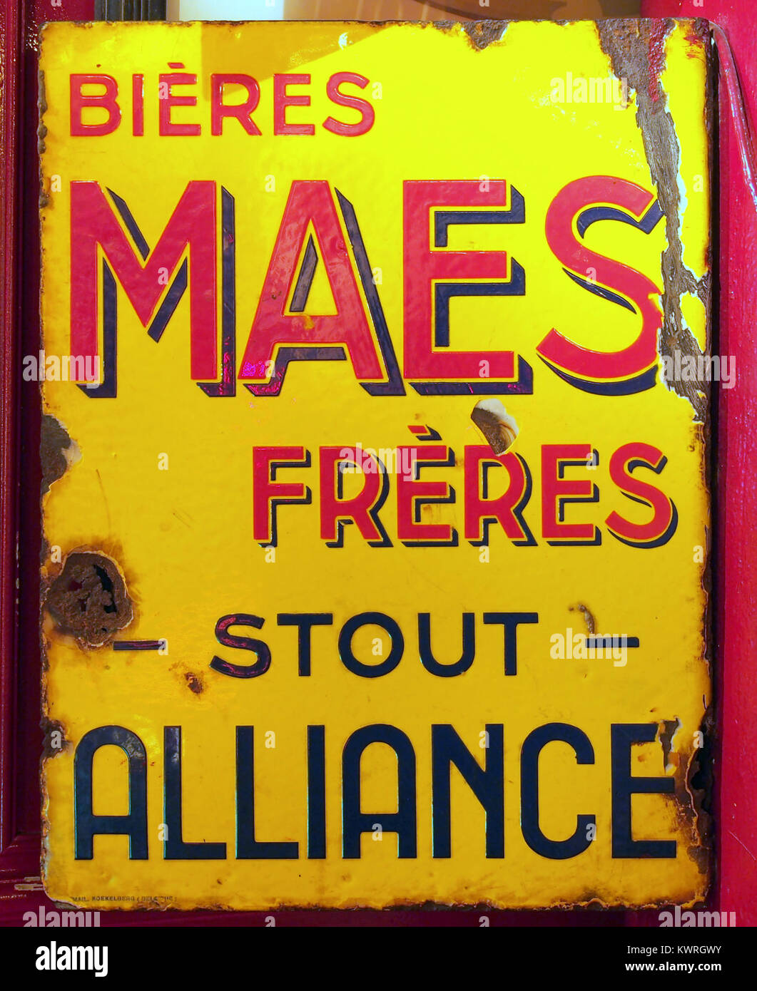 Bières Maes Frères Stout smalto alleanza di cartelli pubblicitari Foto Stock